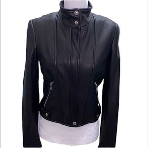 Nwot Calvin Klein genuine leather biker jacket Blk